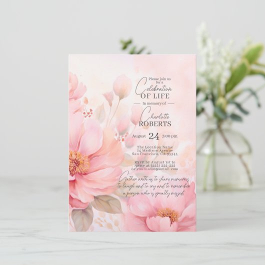 Roze Rozen Bloemen Viering van het Leven | FOTO Kaart (Staand voorkant)