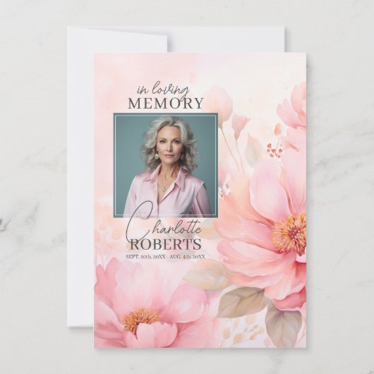 Roze Rozen Bloemen Viering van het Leven | FOTO Kaart (Achterkant)