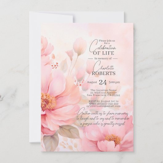 Roze Rozen Bloemen Viering van het Leven | FOTO Kaart (Voorkant)