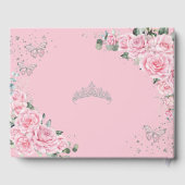 Roze Rozen Bloemen Vlinders Zilver QUINCEAÑERA Gastenboek (Achterkant)