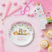Roze Rozen Bloemen Woodland Baby shower 7" Bord (Feest)