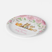 Roze Rozen Bloemen Woodland Baby shower 7" Bord (Gekanteld)