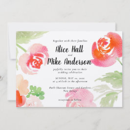 Roze rozen bloemenaquarel kaart