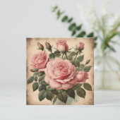 roze rozen bloemenboeket illustratie kaart (Staand voorkant)