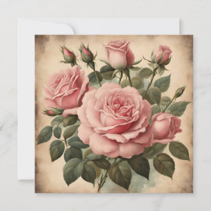 roze rozen bloemenboeket illustratie kaart