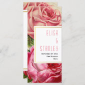 Roze  rozen bloemenbruiloft kaart (Voorkant / Achterkant)