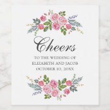 Roze rozen.  bloemenbruiloft kalligrafie