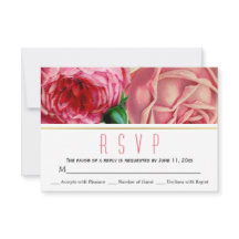 Roze  rozen bloemenbruiloft RSVP-reactie
