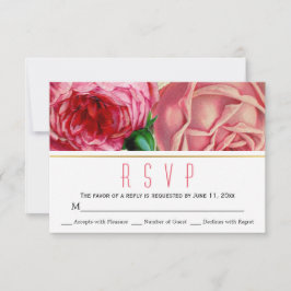 Roze  rozen bloemenbruiloft RSVP-reactie RSVP Kaartje