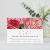 Roze rozen bloemenbruiloft RSVP-reactie RSVP Kaartje (Staand voorkant)