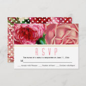 Roze rozen bloemenbruiloft RSVP-reactie RSVP Kaartje (Voorkant / Achterkant)