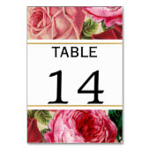 Roze rozen bloemenbruiloft tafel nummer kaart (Voorkant)