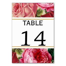 Roze rozen  bloemenbruiloft tafel nummer kaart