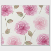 Roze Rozen Bloemendecoratiepapier Cadeaupapier (Vlak)