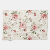 Roze Rozen Bloemendesign Crème Theedoek (Horizontaal)