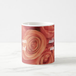 roze rozen bloemenfoto Voeg je eigen tekst toe Koffiemok