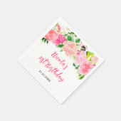 Roze Rozen Bloemengeburtstag Servet (Hoek)