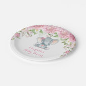 Roze Rozen Bloemenolifant Baby shower 7" Bord (Gekanteld)