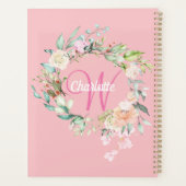 Roze rozen bloemenscript monogram 2023 planner (Achterkant)