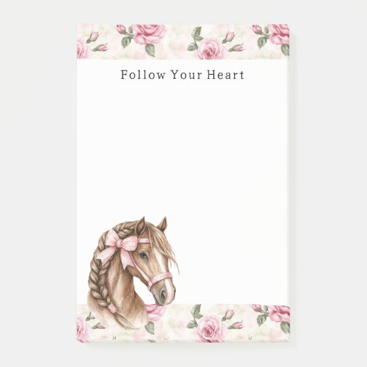 Roze Rozen Bloemensier Paard Strik Citaat Post-it® Notes (Voorkant)