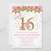 Roze Rozen Bloemenzoet 16 Verjaardagsfeest Kaart (Voorkant)