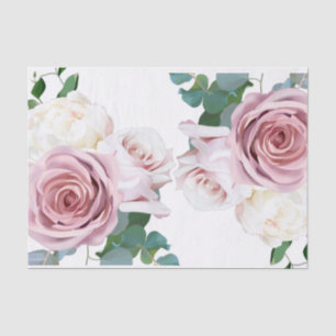Roze Rozen Bloemgroen Moderne Trouwdag Tissuepapier