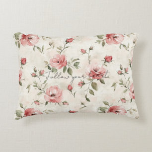 Roze Rozen Bloemig Accent Kussen