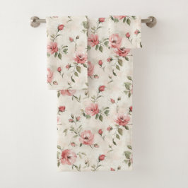 Roze Rozen Bloemig Bad Handdoek