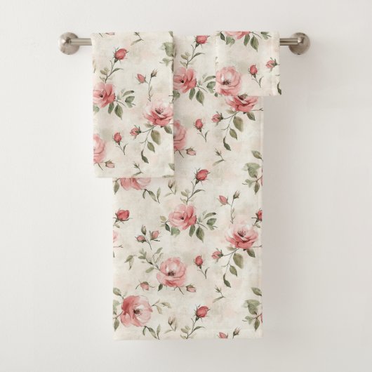 Roze Rozen Bloemig  Bad Handdoek (Insitu)