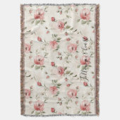 Roze Rozen Bloemig Deken (Voorkant Verticaal)