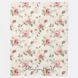 Roze Rozen Bloemig Fleece Deken