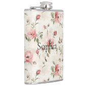 Roze Rozen Bloemig  Heupfles (Rechts)