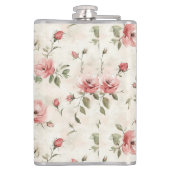 Roze Rozen Bloemig  Heupfles (Achterkant)