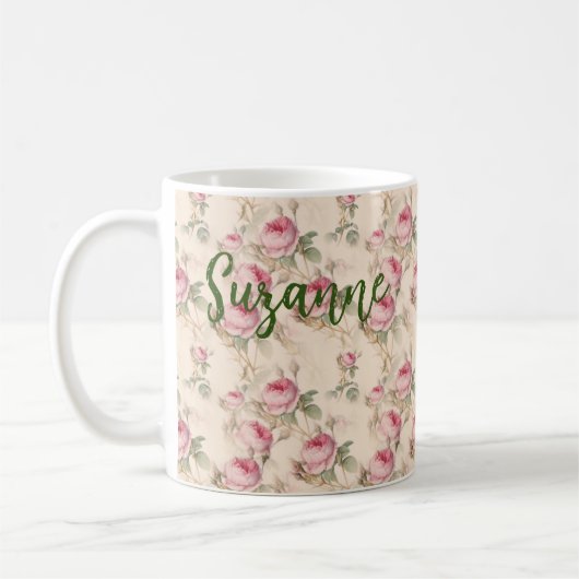 Roze Rozen Bloemig Koffiemok (Links)