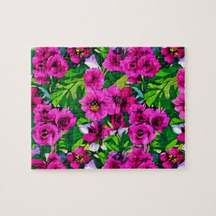 Roze Rozen Bloemig Legpuzzel