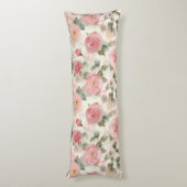 Roze Rozen Bloemig Lichaamskussen (Achterkant (Verticaal))