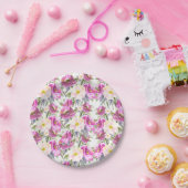Roze Rozen Bloemig Papieren Bordje (Feest)