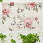 Roze Rozen Bloemig Theedoek (Gevouwen)