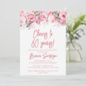 Roze Rozen Bloemige 60e Verjaardagsfeest Kaart (Staand voorkant)