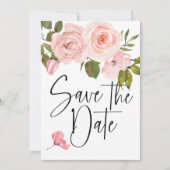 Roze Rozen Bloemige Bewaar De Datum Save The Date (Voorkant)