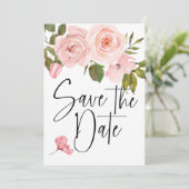 Roze Rozen Bloemige Bewaar De Datum Save The Date (Staand voorkant)