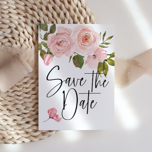 Roze Rozen Bloemige Bewaar De Datum Save The Date