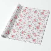 Roze Rozen Bloemige Bruidsborrel Cadeaupapier (Uitgerold)