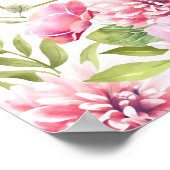 Roze Rozen Bloemige Bruiloft Feest Welkomstbord Poster (Hoek)