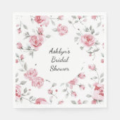 Roze Rozen Bloemige Bruiloftsontvangst Servet (Voorkant)