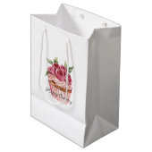 Roze Rozen Bloemige Cupcakes Verjaardag Medium Cadeauzakje (Voorkant Gekanteld)