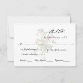 Roze Rozen Bloemige Elegante Formele Klassieke Bru RSVP Kaartje