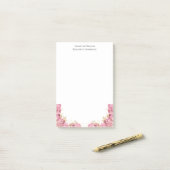 Roze Rozen Bloemige Elegante Persoonlijke Briefpap Post-it® Notes (Op bureau)