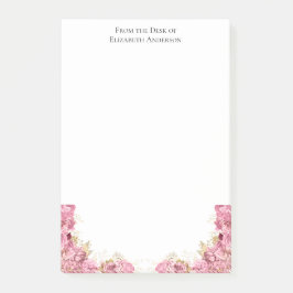 Roze Rozen Bloemige Elegante Persoonlijke Briefpap Post-it® Notes