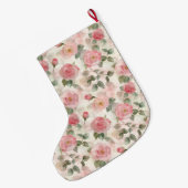 Roze Rozen Bloemige Kerst Grote Kerstsok (Achterkant (Hangend))